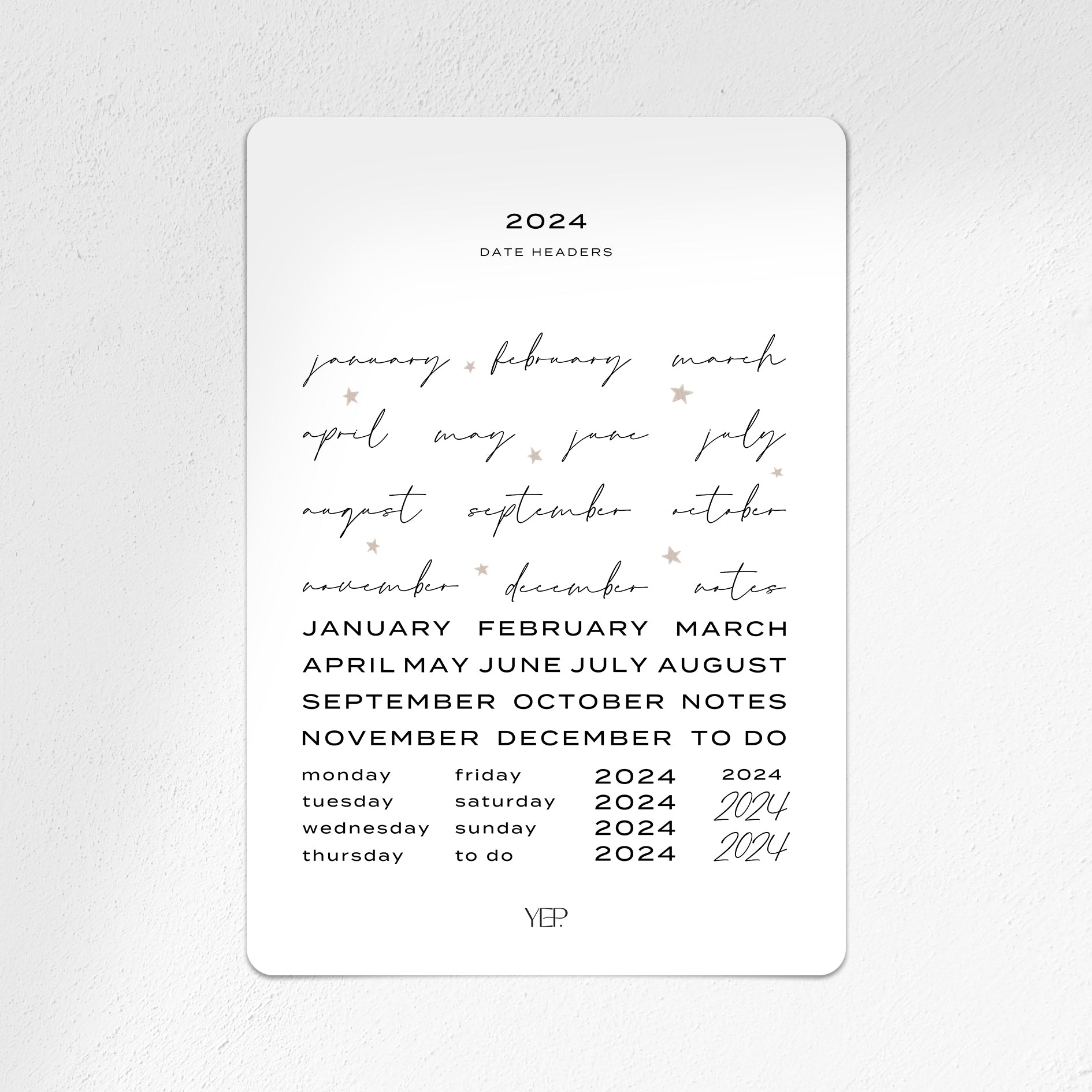 2024 Date Headers Your Everyday Planner